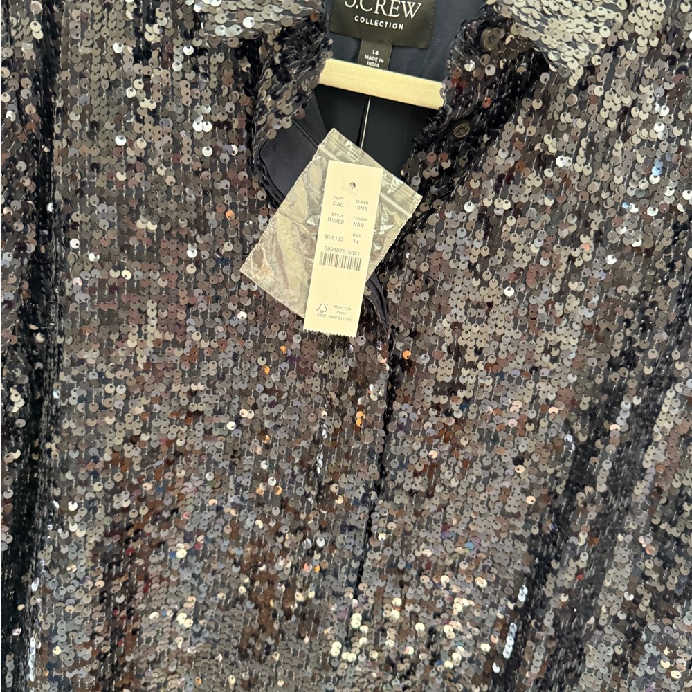 J. Crew Women's Sequin Button Down Shirt - Navy - Picture 3 of 4